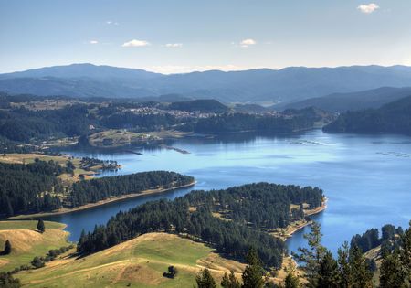 Dam Dospat in mountain Phodopiの写真素材