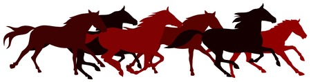 Abstract vector illustration of running horsesのイラスト素材