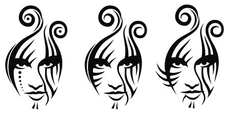 Trtibal face tattoo vaector illustrationのイラスト素材