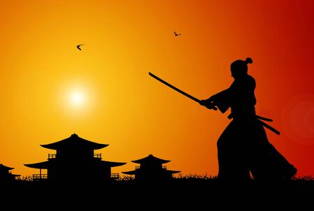 Ilustration of ancient japanese sceneの写真素材