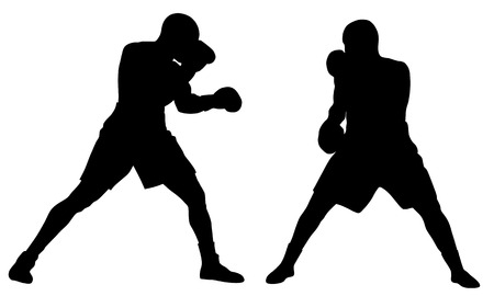 Abstract vector illustration of boxing men silhouettesのイラスト素材