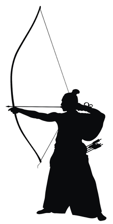 Abstract vector illustration of japanese archer silhouetteのイラスト素材
