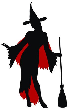 Abstract vector illustration of sexy witch silhouetteのイラスト素材