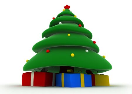 3d render of christmas tree cartoon styleの写真素材