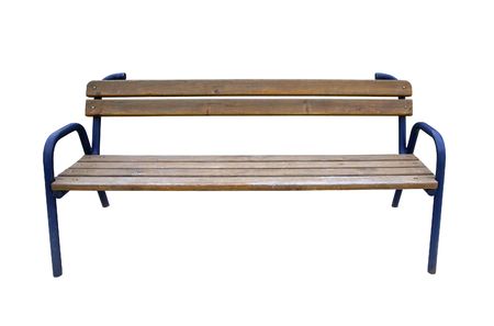 Old wooden bench isolated on white      の写真素材
