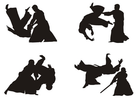 Demonstration of aikido skills and techniquesのイラスト素材