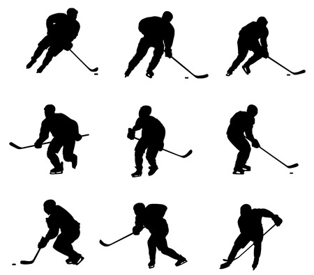 Abstract vector illustration of hockey player silhouetteのイラスト素材