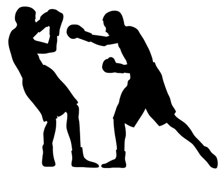 Abstract vector illustration of boxing men silhouettesのイラスト素材