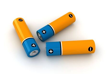 3d render of batteries over white backgroundの写真素材