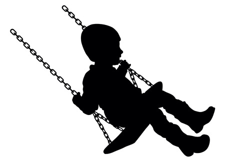 Vector illustration of swinging child silhouetteのイラスト素材
