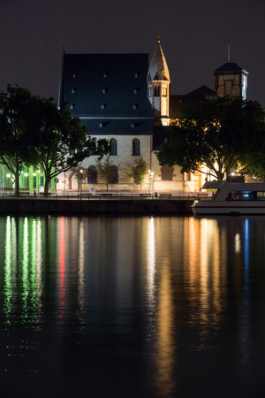 View of Frankfurt am Main by nightの写真素材