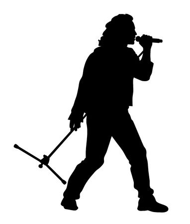 Abstract vector illustration of rock singer silhouetteのイラスト素材