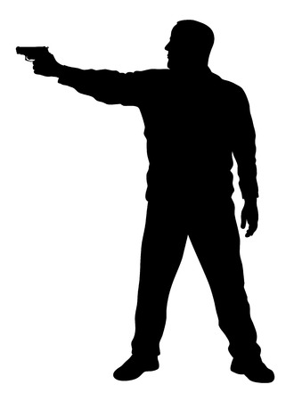 Vector illustration of shooter silhouetteのイラスト素材