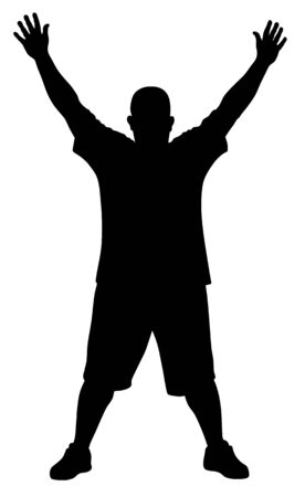 Vector illustration of man doing exercises silhouetteのイラスト素材