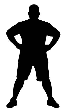 Vector illustration of man doing exercises silhouetteのイラスト素材