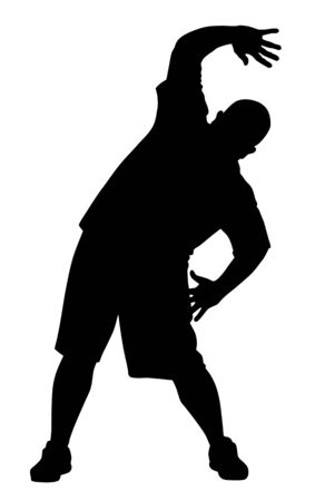 Vector illustration of man doing exercises silhouetteのイラスト素材