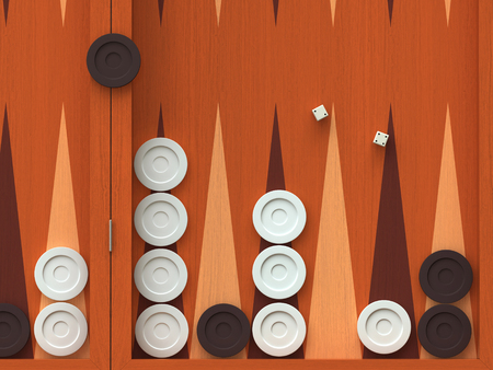 3D render of  traditional backgammon game board