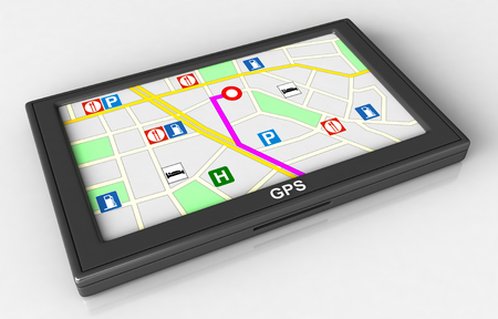 3d render of GPS navigation device on white backgroundの写真素材