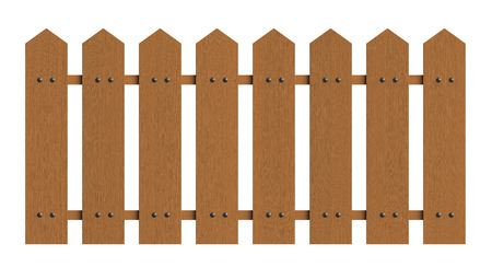 3d rendering of wooden fence isolated over white backgroundの写真素材