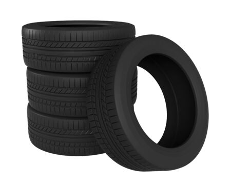 3d rendering of tires isolated on white backgroundの写真素材