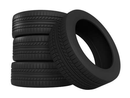 3d rendering of tires isolated on white backgroundの写真素材