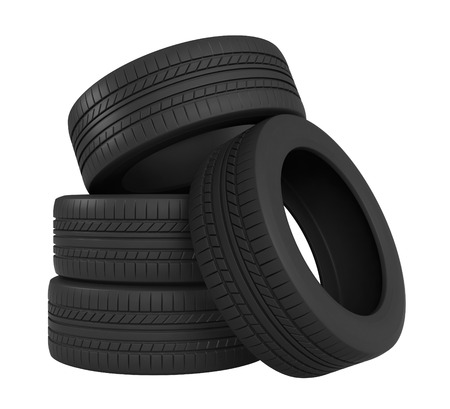 3d rendering of tires isolated on white backgroundの写真素材