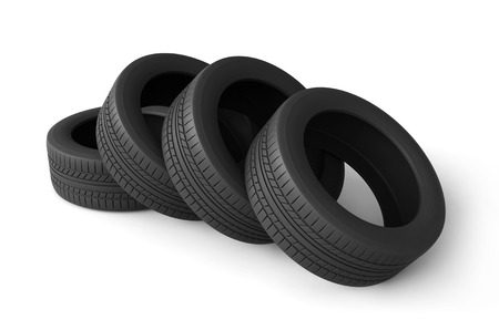 3d rendering of tires on white backgroundの写真素材