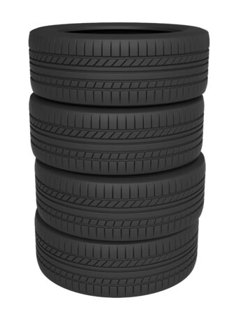3d rendering of tires isolated on white backgroundの写真素材