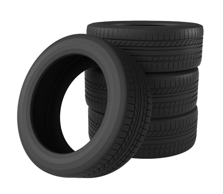 3d rendering of tires isolated on white backgroundの写真素材