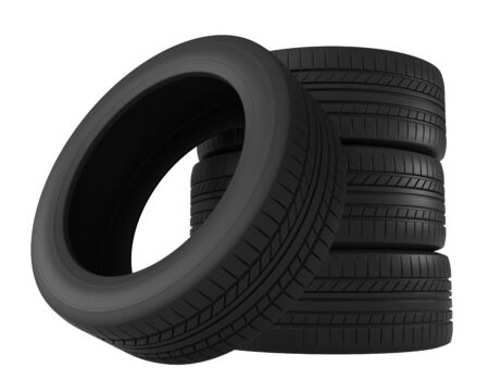 3d rendering of tires isolated on white backgroundの写真素材