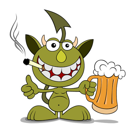 illustration of funny devil cartoon styleのイラスト素材