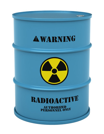 3d render of barrel with radioactive substance isolated over white backgroundの写真素材