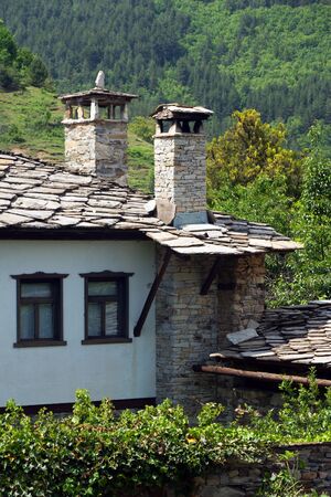 Old stone Bulgarian houses in the village of Dolenの写真素材