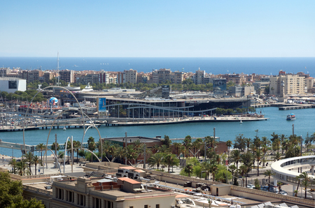 Barcelona, Spain - July 28, 2016: View from Barcelona harbor, Spain.のeditorial素材