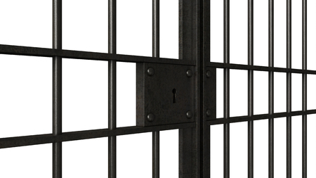 3d render of metal jail bars isolated over white backgroundの写真素材