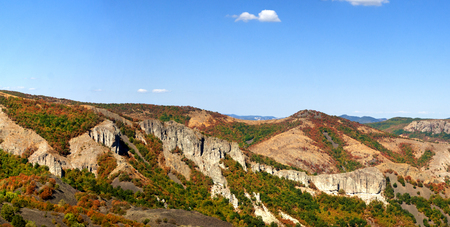 View from autumn landscape located in southern Bulgariaの写真素材