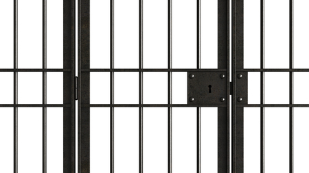3d render of metal jail bars isolated over white backgroundの写真素材