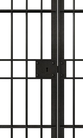 3d render of metal jail bars isolated over white backgroundの写真素材