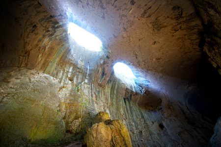 Prohodna cave situated in north Bulgariaの写真素材