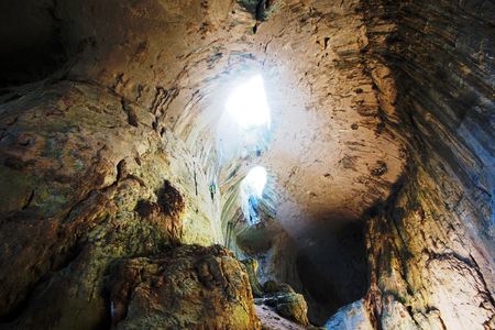 Prohodna cave situated in north Bulgariaの写真素材