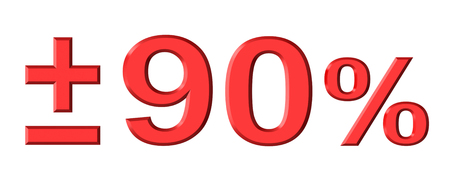 3d render of ninety five percent text with plus and minus isolated over white backgroundの写真素材