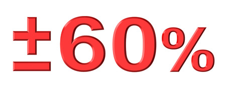 3d render of sixty percent text with plus and minus isolated over white backgroundの写真素材