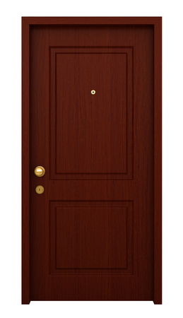 3d render of wooden door with frame isolated on white backgroundの写真素材