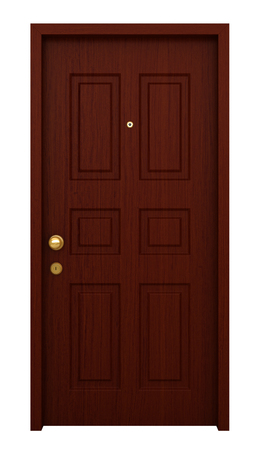 3d render of wooden door with frame isolated on white backgroundの写真素材