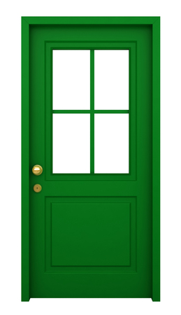 3d render of green door with frame isolated on white backgroundの写真素材