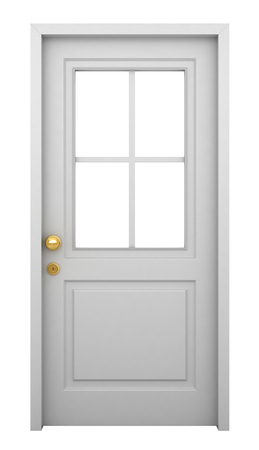 3d render of white door with frame isolated on white backgroundの写真素材