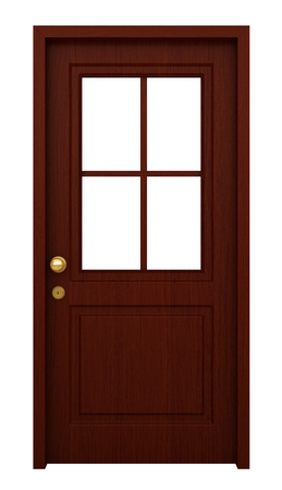 3d render of wooden door with frame isolated on white backgroundの写真素材
