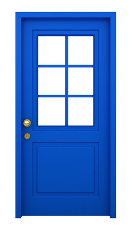 3d render of blue door with frame isolated on white backgroundの写真素材