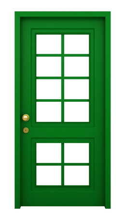3d render of green door with frame isolated on white backgroundの写真素材