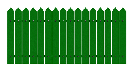 3d rendering of painted green fence isolated over white backgroundの写真素材